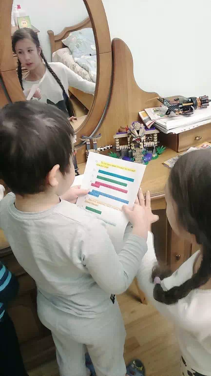 Дети возле зеркала читают записку квеста